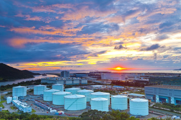 Petroleum storage tanks connected to terminal processing and transfer areas