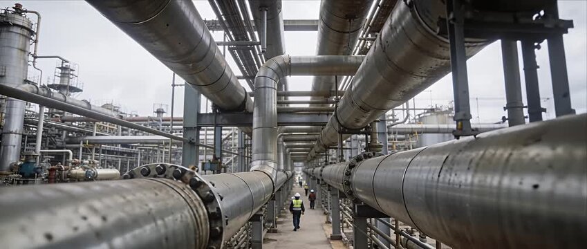 Operator moving through a large petroleum pipeline corridor