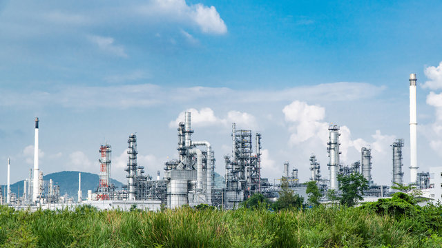 Energy infrastructure operating beside landscaped green surroundings